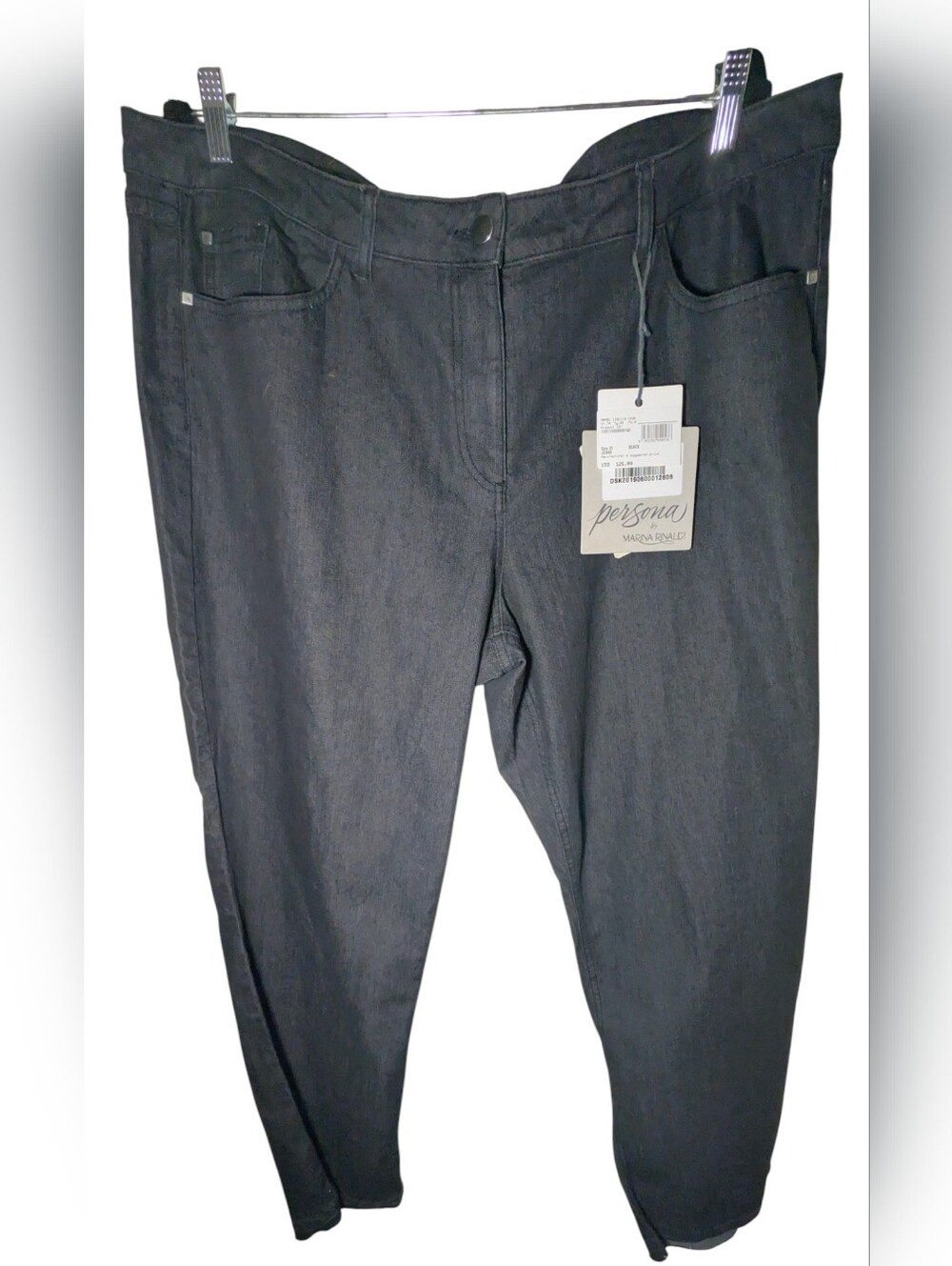 Persona by Marina Rinaldi Slim Jeans NWT Size 20 Black Grey